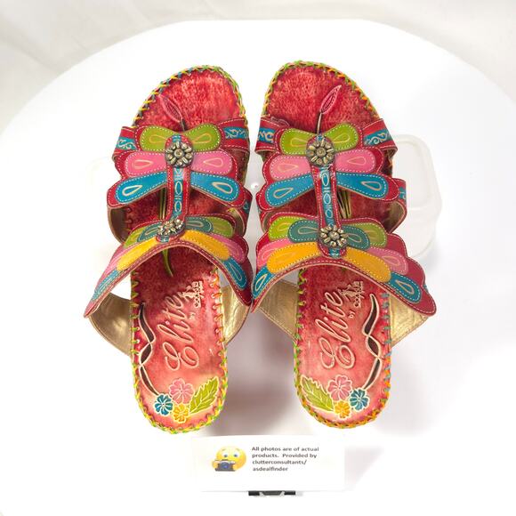 Elite by Corkys Nectar Floral Wedge Sandals Womens Size 7 Red Multi - Picture 6 of 9